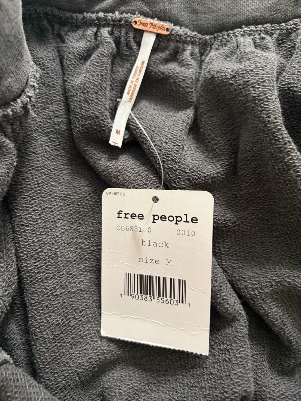 Free People Women’s Kiss Me Off-the-Shoulder Gray Flutter Top Size Medium NWT - Picture 10 of 11